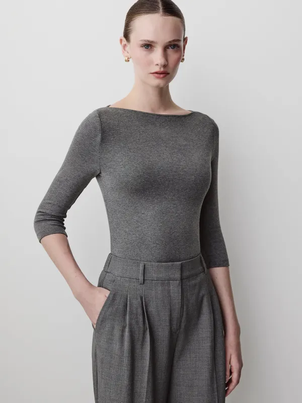 3/4-Sleeve Boat-Neck Top made by RW&CO.