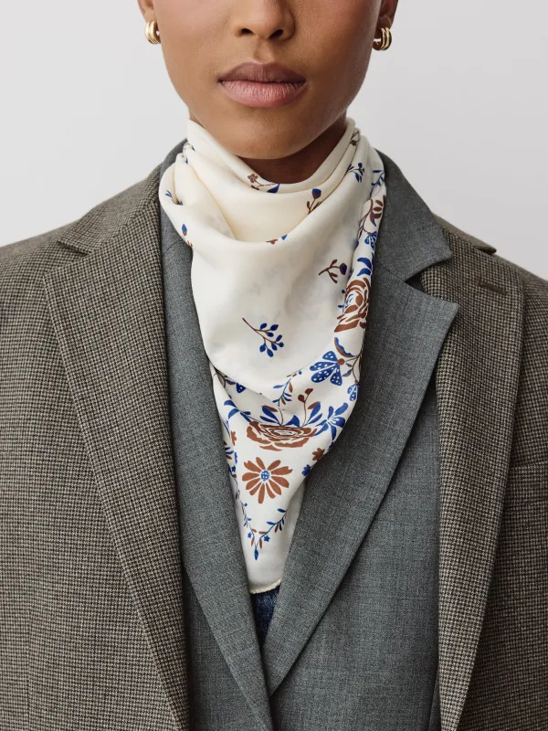 Square Silk-Blend Scarf with Floral Print made by RW&CO.