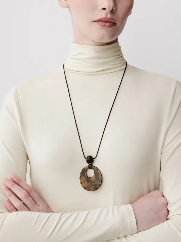 Oval Pendant on Long Rope Necklace made by RW&CO.