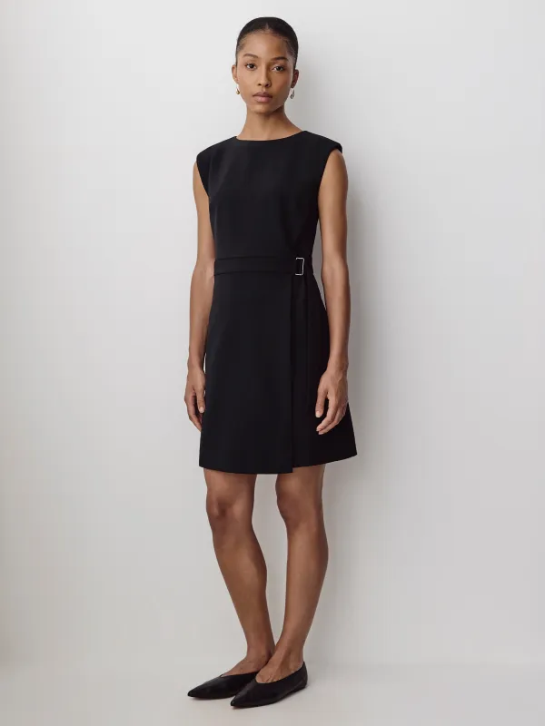 Cap-Sleeve Crew-Neck Belted Mini Dress made by RW&CO.
