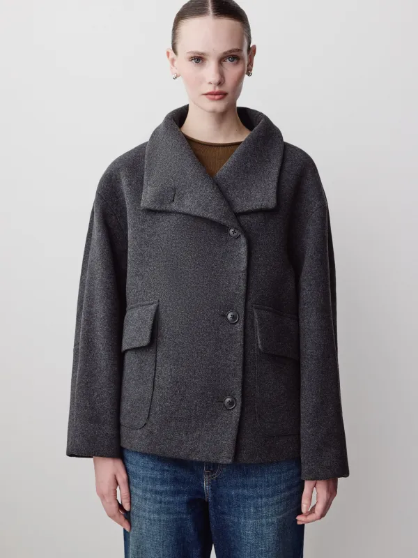 Wool-Blend Funnel-Neck Jacket made by RW&CO.