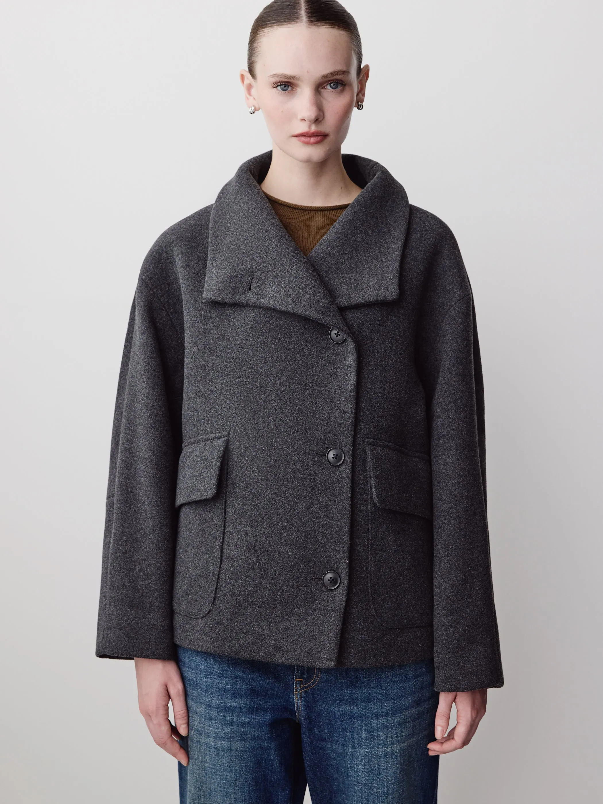 Wool-Blend Funnel-Neck Jacket sold by RW&CO.