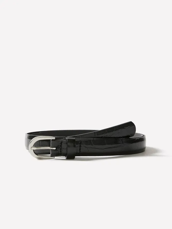 Leather Belt with Crocodile-Skin Pattern made by RW&CO.