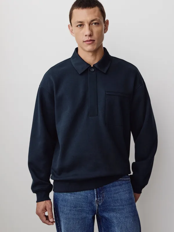 Heavy-Knit Long-Sleeve Polo Sweater made by RW&CO.