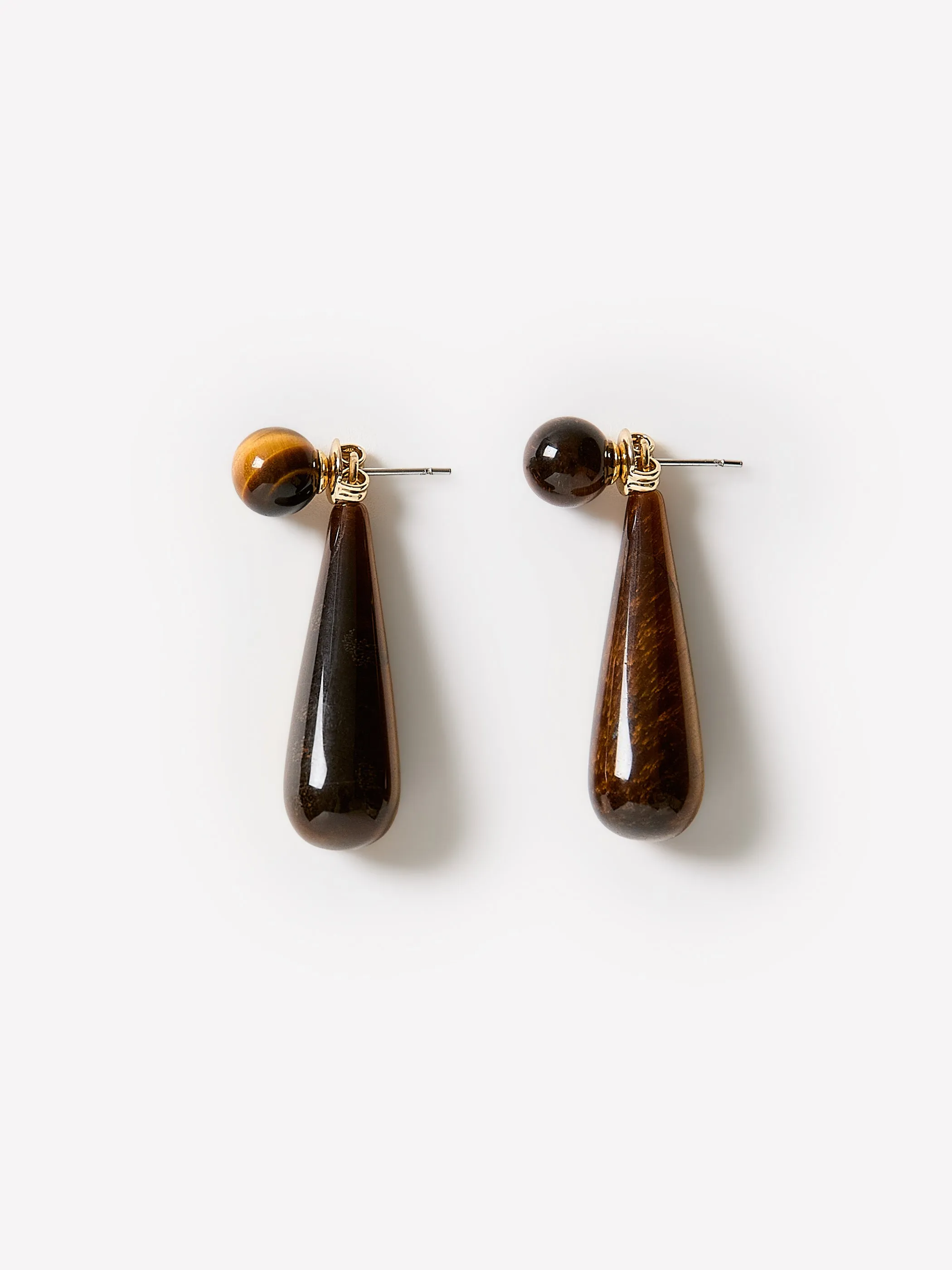 Teardrop Earrings with Tiger Eye Stones sold by RW&CO.