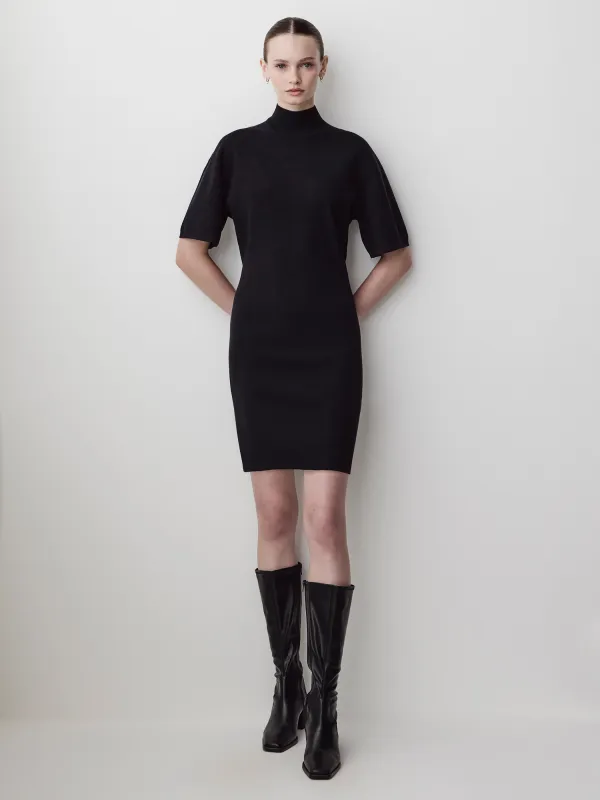 Short-Sleeve Mock-Neck Mini Sweater Dress made by RW&CO.