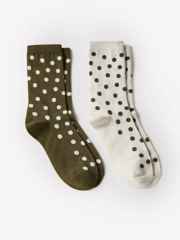 Dotted Crew Socks - 2 Pairs made by RW&CO.