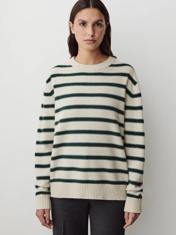 Striped Lambswool Crew-Neck Sweater made by RW&CO.