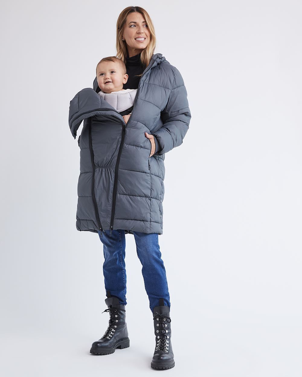 Hooded Puffer Jacket with Extension - Thyme Maternity sold by RW&CO. product image thumbnail 2