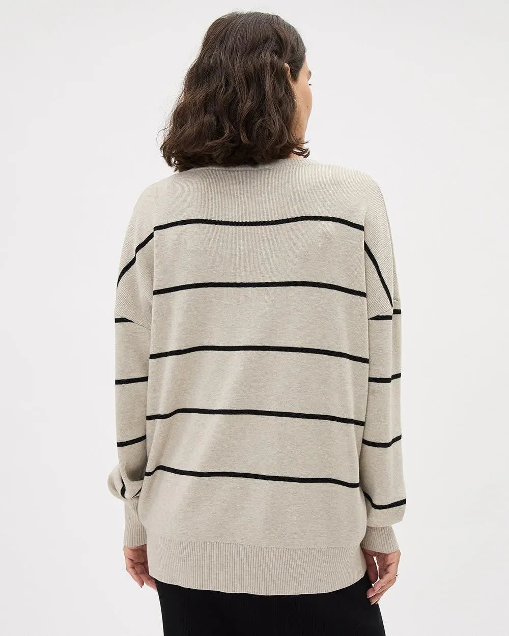Striped Long-Sleeve Crew-Neck Sweater - Thyme Maternity sold by RW&CO. product image thumbnail 2