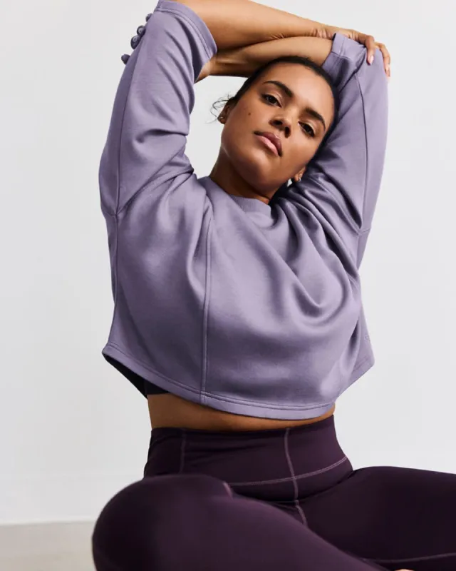 Cropped Long-Sleeve Crew-Neck Sweatshirt - Hyba sold by RW&CO.