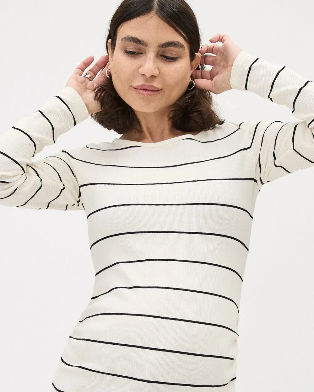 Long-Sleeve Ribbed Top with Side Shirrings - Thyme Maternity sold by RW&CO. product image thumbnail 5