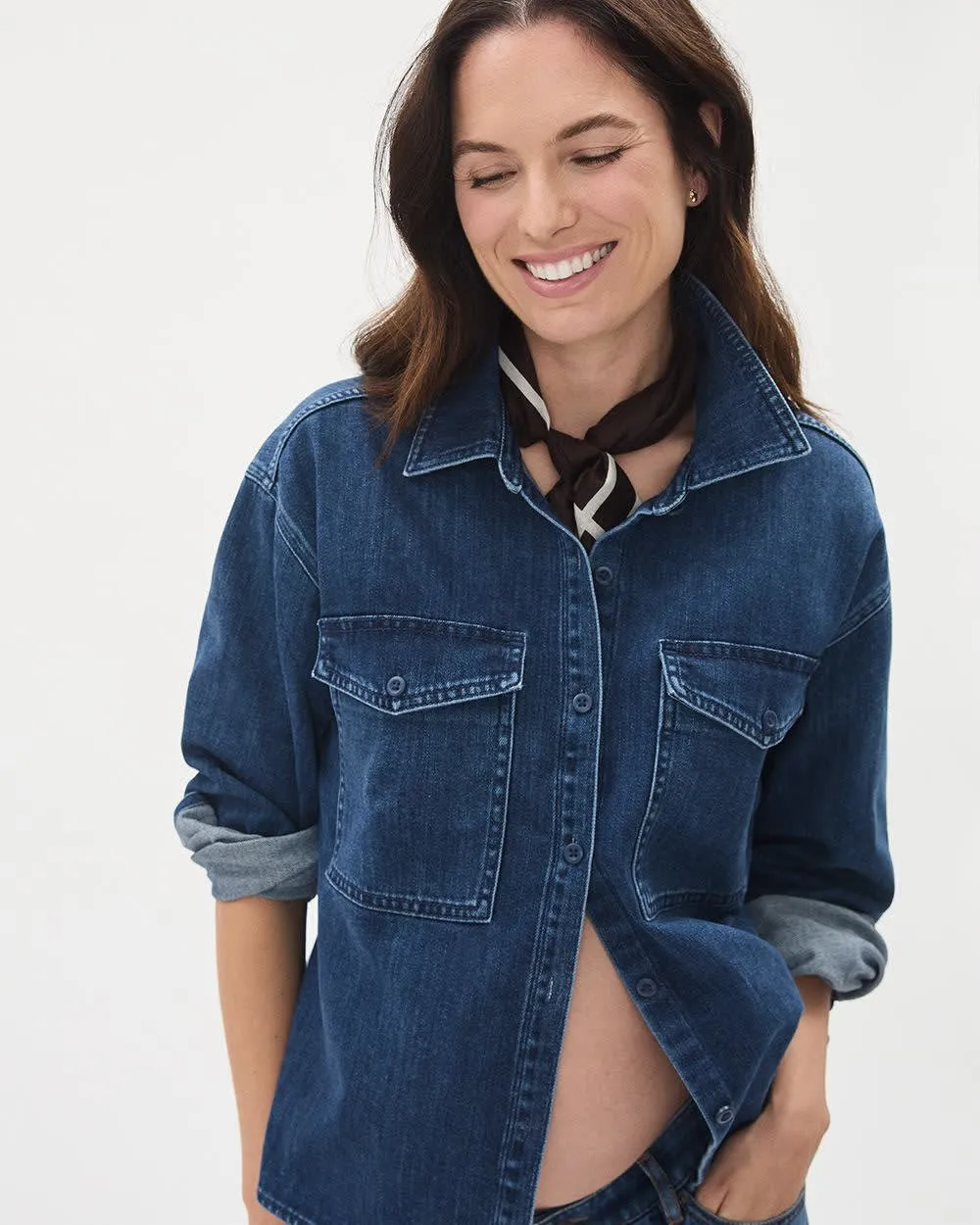 Denim Blouse - Thyme Maternity sold by RW&CO.