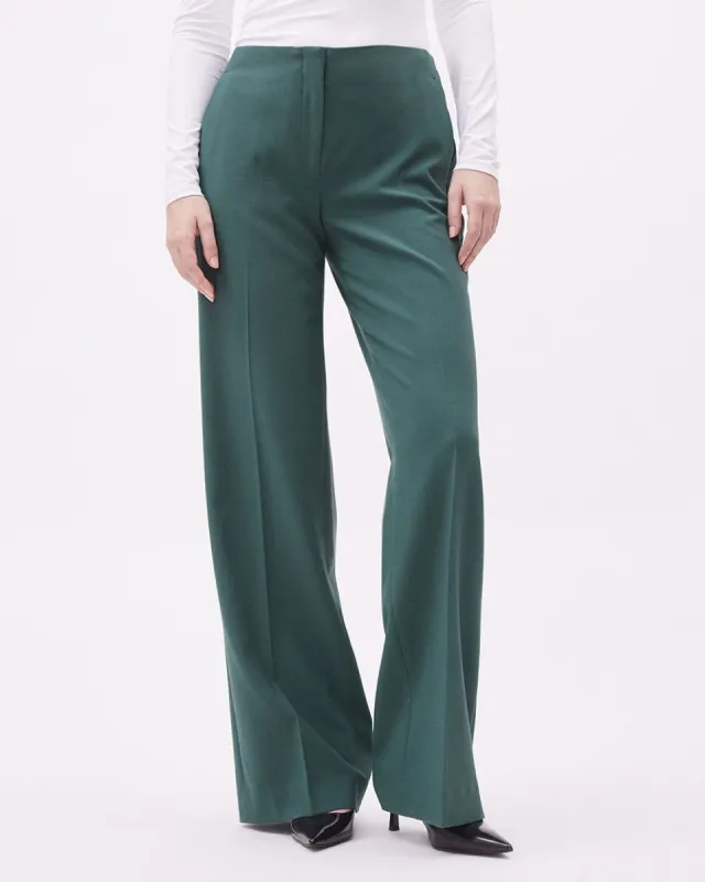 Dark Green Wide-Leg Mid-Rise Pant sold by RW&CO.