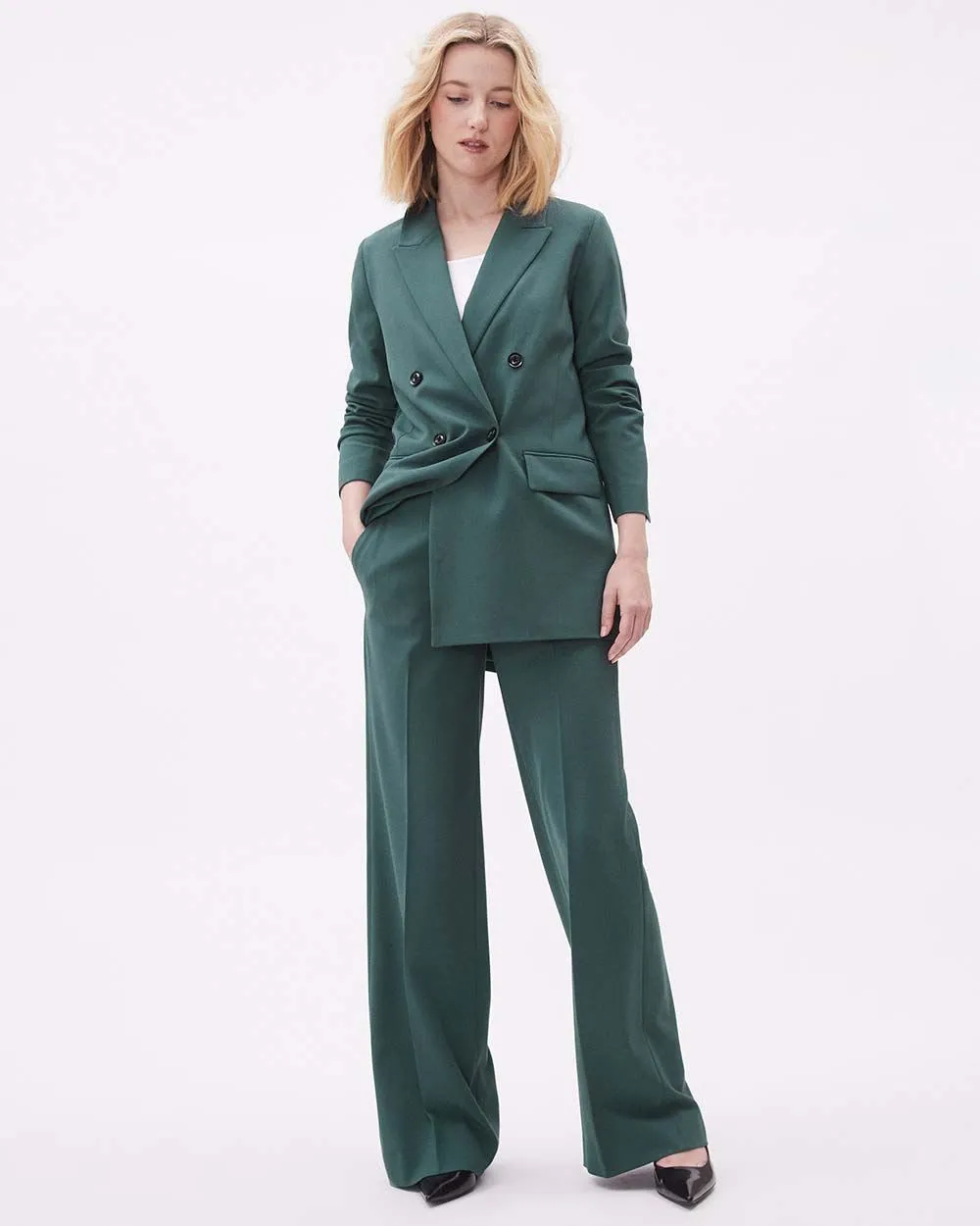 Dark Green Wide-Leg Mid-Rise Pant sold by RW&CO. product image thumbnail 2