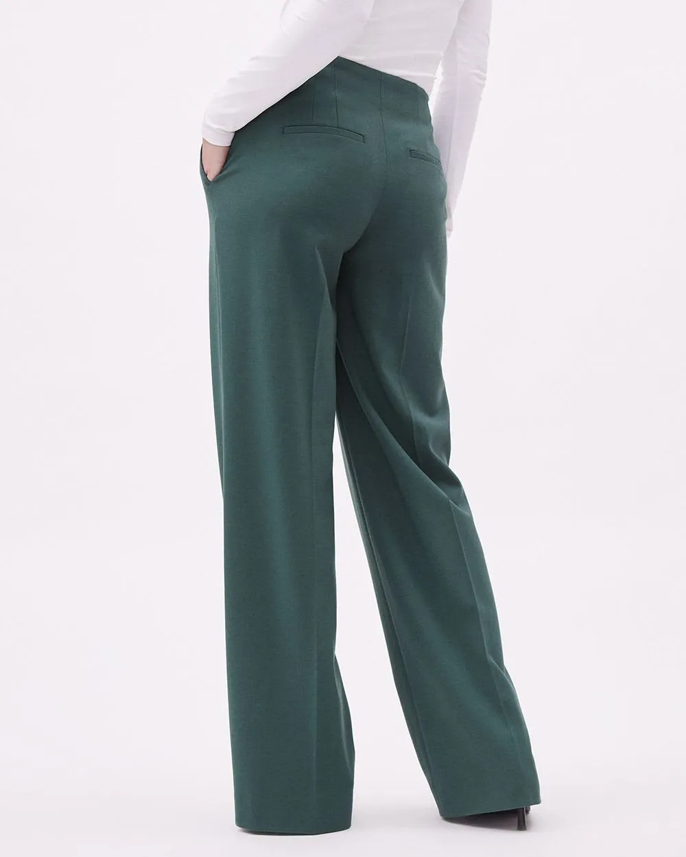 Dark Green Wide-Leg Mid-Rise Pant sold by RW&CO. product image thumbnail 3