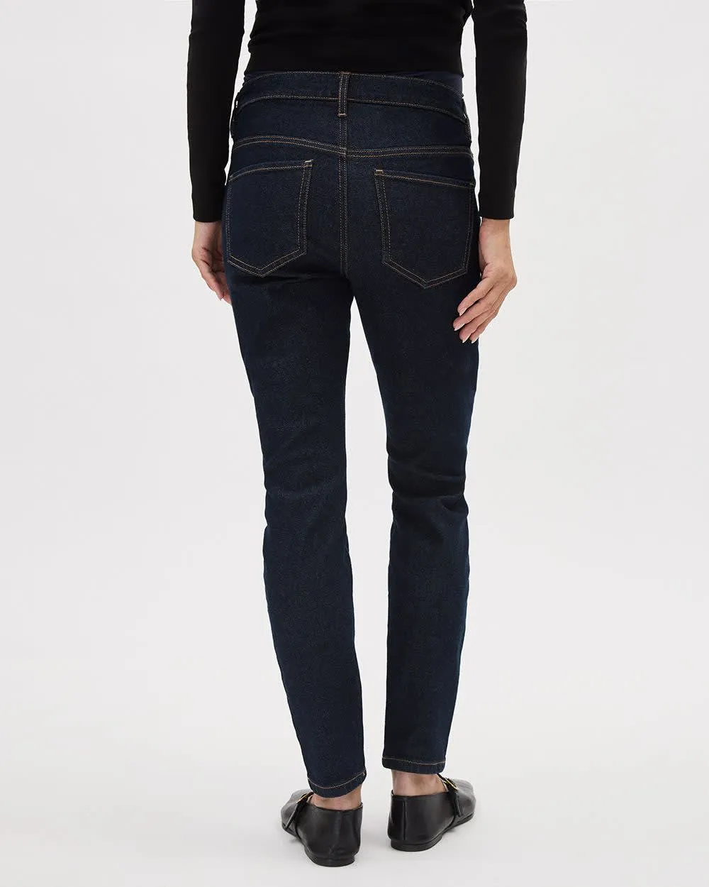 Dark-Wash Skinny Jeans - Thyme Maternity sold by RW&CO. product image thumbnail 2