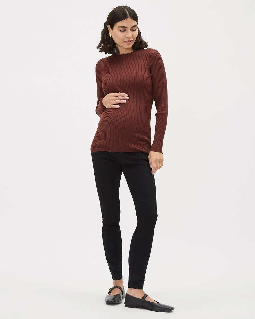 Long-Sleeve Crew-Neck Ribbed Tee - Thyme Maternity sold by RW&CO. product image thumbnail 3