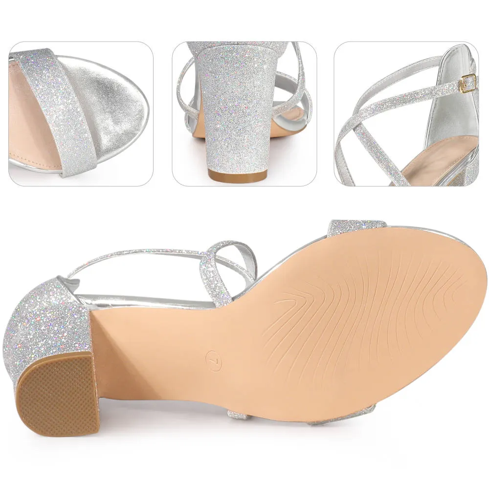 Allegra K - Glitter Open Toe Crisscross Strap Sandals sold by RW&CO. product image thumbnail 3