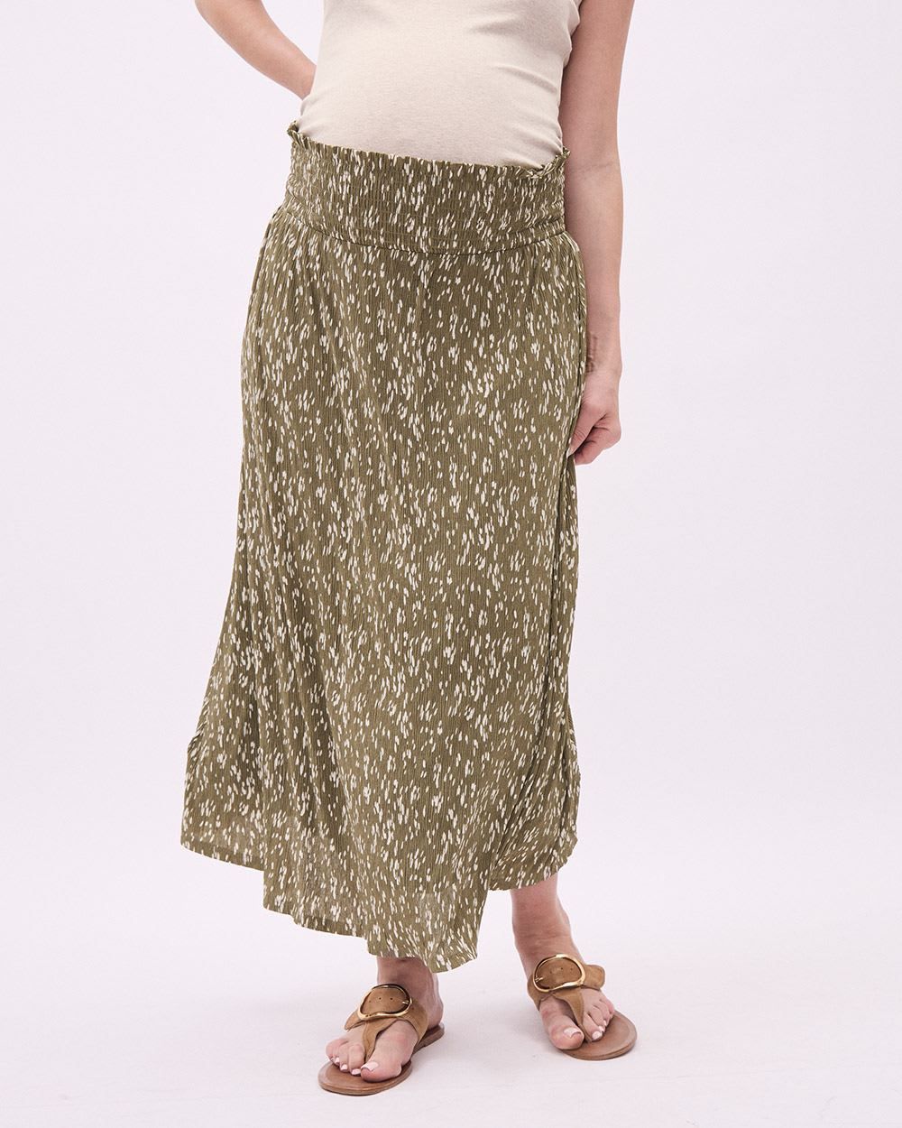 Flowy Floral Skirt with Elastic Waistband - Thyme Maternity sold by RW&CO. product image thumbnail 2
