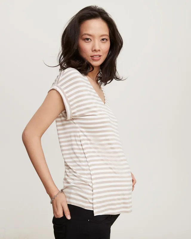 V-Neck Extended Shoulder Nursing T-Shirt - Thyme Maternity sold by RW&CO.