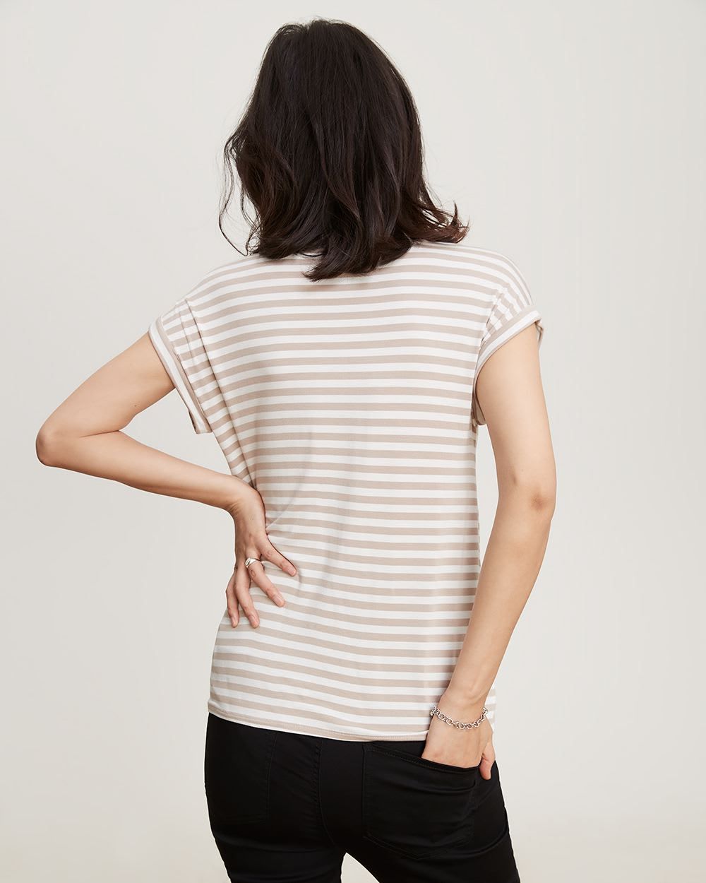 V-Neck Extended Shoulder Nursing T-Shirt - Thyme Maternity sold by RW&CO. product image thumbnail 3