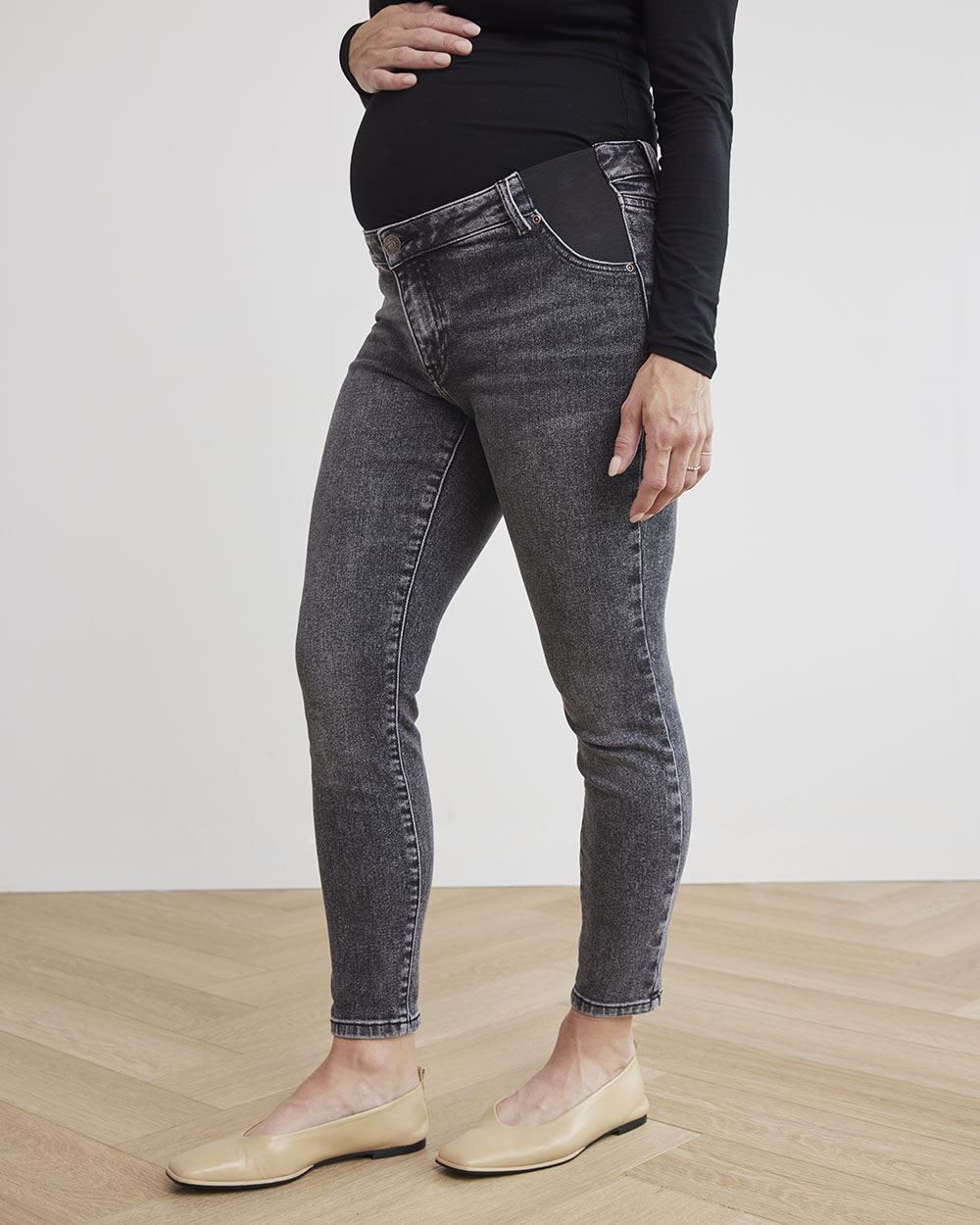 Grey Wash Skinny Ankle Leg Jeans - Thyme Maternity sold by RW&CO.