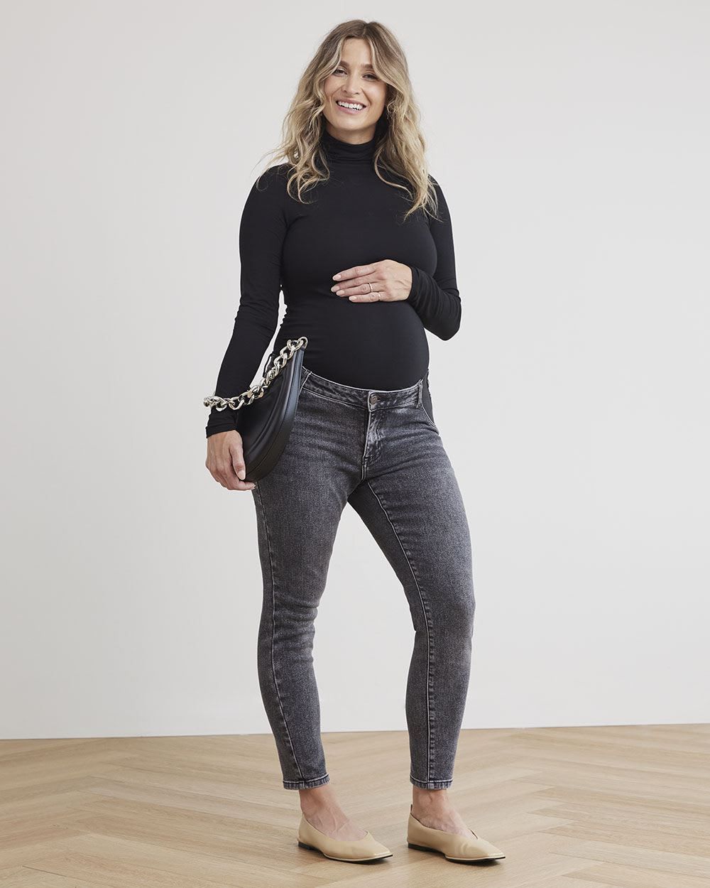 Grey Wash Skinny Ankle Leg Jeans - Thyme Maternity sold by RW&CO. product image thumbnail 2