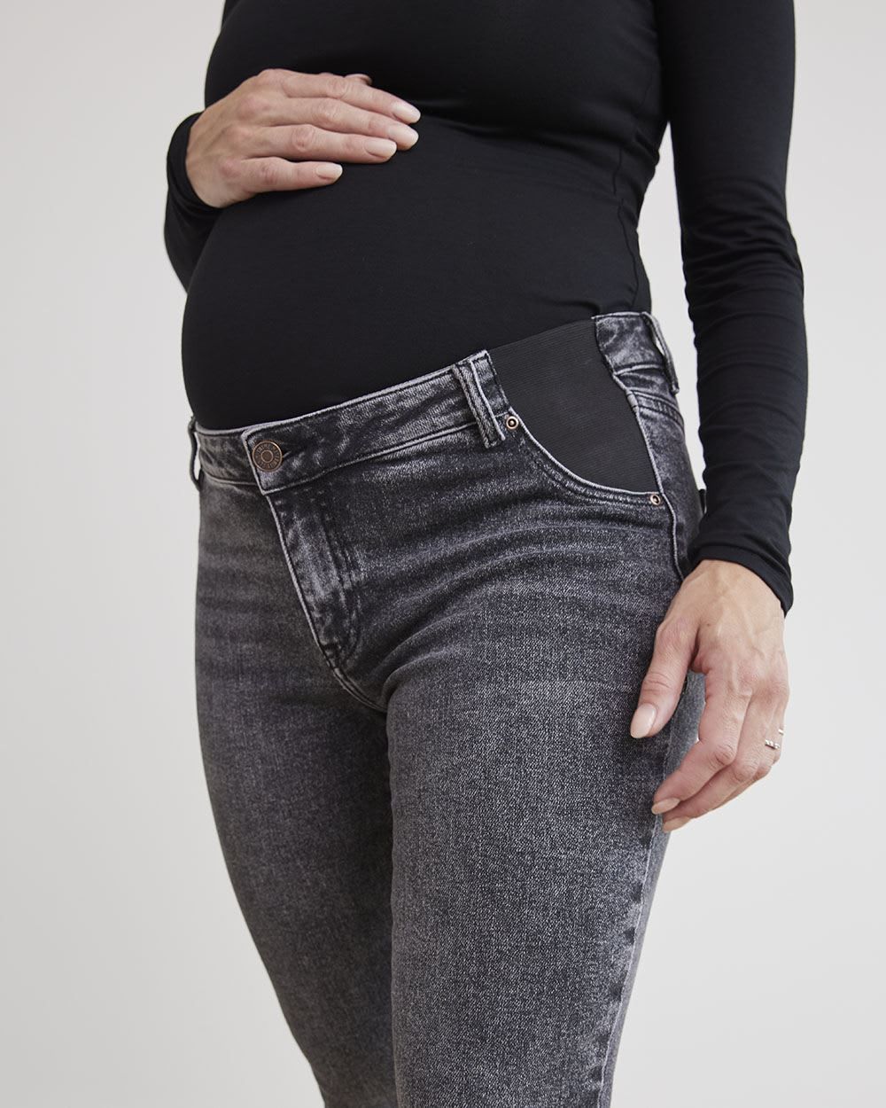 Grey Wash Skinny Ankle Leg Jeans - Thyme Maternity sold by RW&CO. product image thumbnail 4