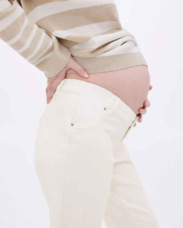 Cream Straight-Leg Ankle Jeans - Thyme Maternity sold by RW&CO.