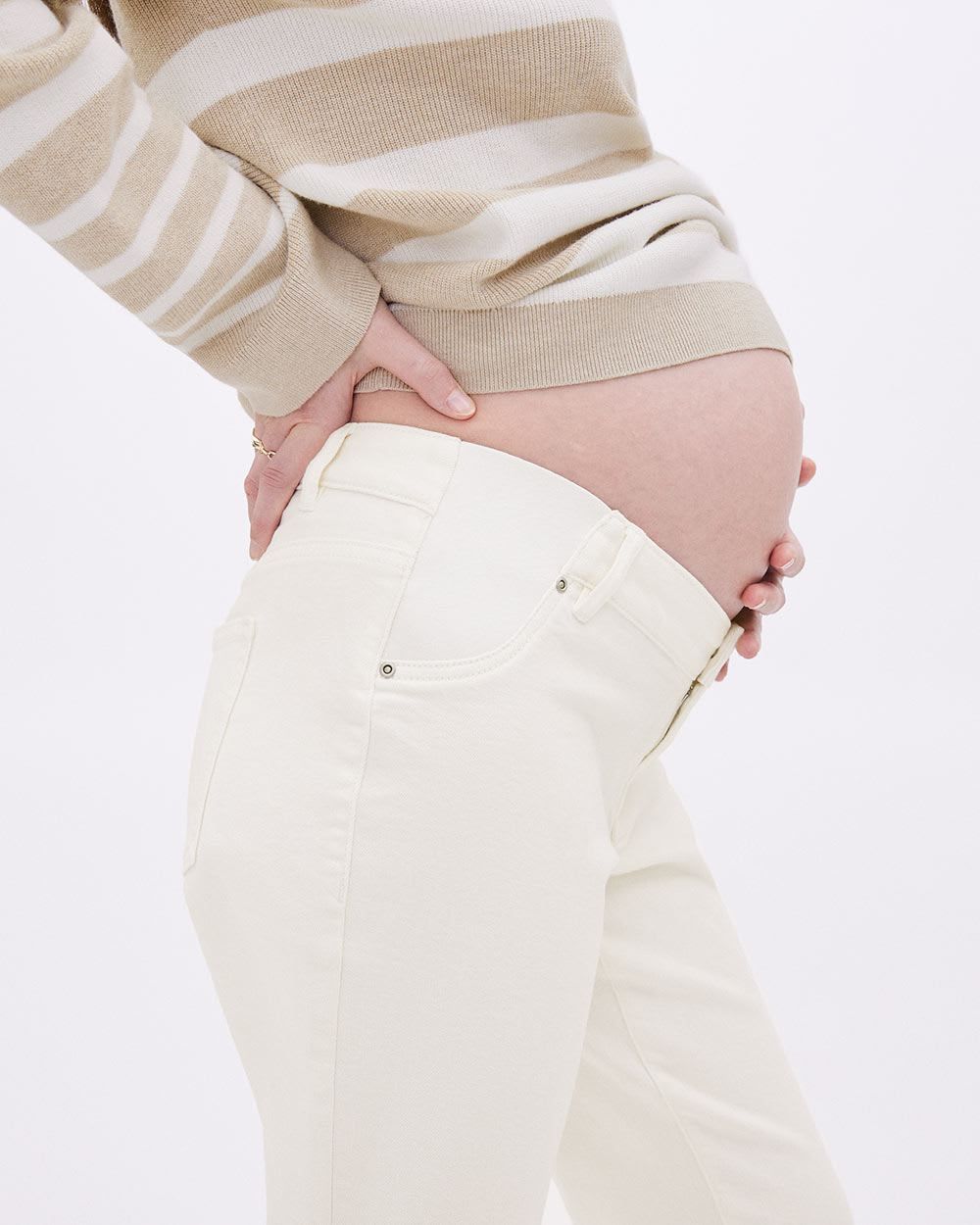 Cream Straight-Leg Ankle Jeans - Thyme Maternity sold by RW&CO.