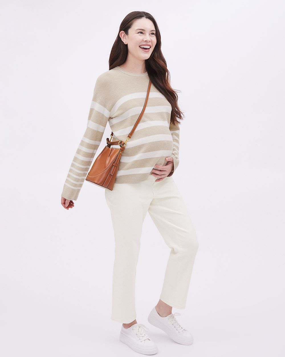 Cream Straight-Leg Ankle Jeans - Thyme Maternity sold by RW&CO. product image thumbnail 2