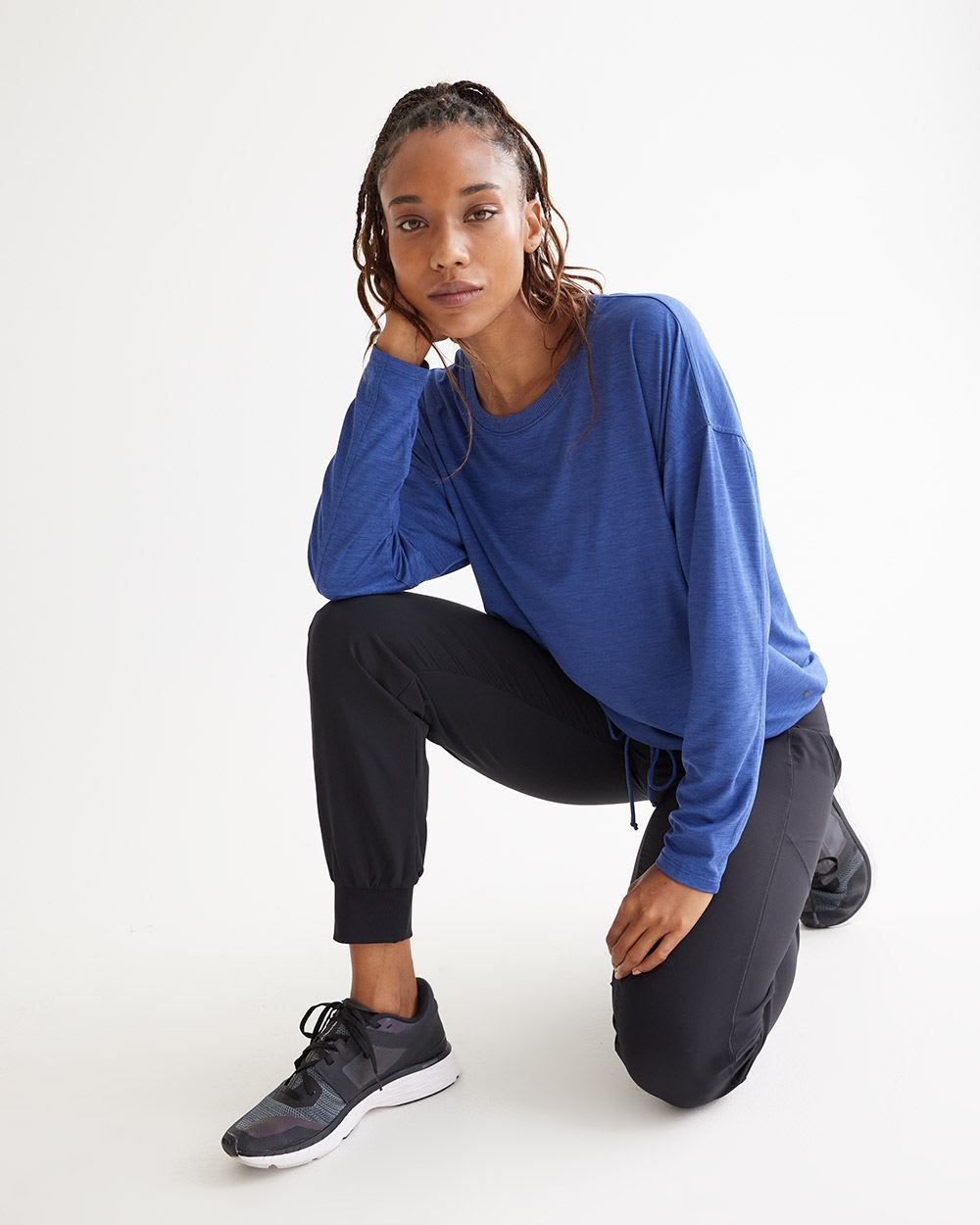 Long-Sleeve Crew-Neck Tee with Drawcord - Dry Lux Hyba sold by RW&CO.