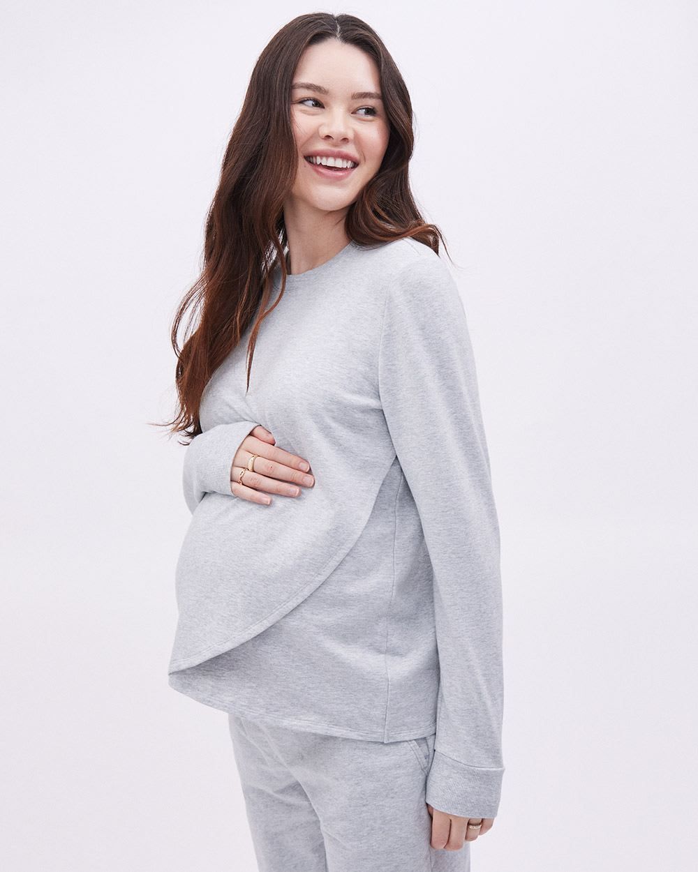 Nursing Relaxed-Fit French Terry Sweatshirt - Thyme Maternity sold by RW&CO.
