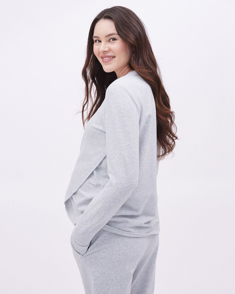 Nursing Relaxed-Fit French Terry Sweatshirt - Thyme Maternity sold by RW&CO. product image thumbnail 3