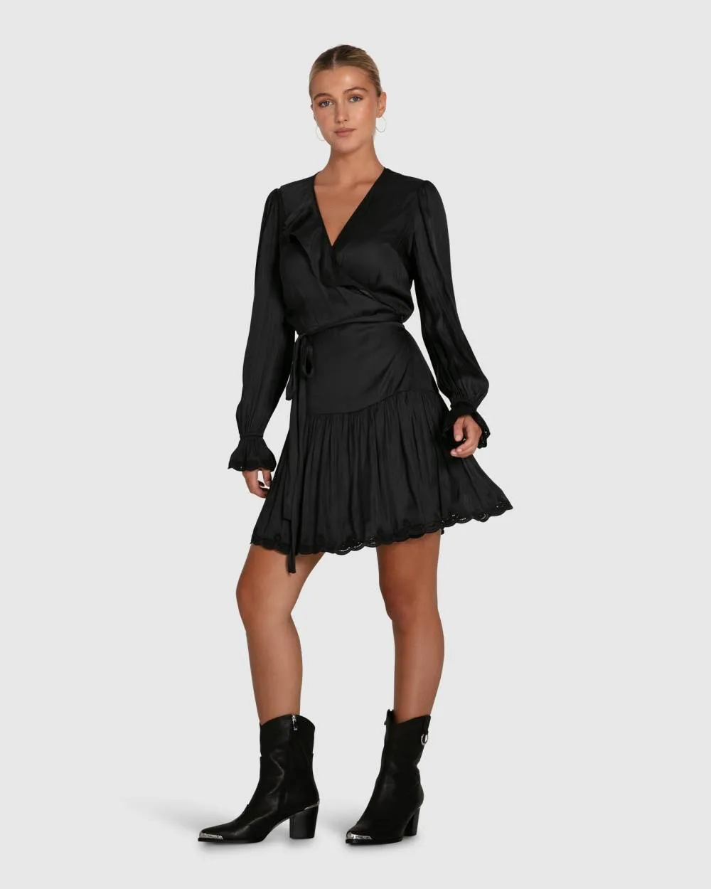 Wild Flower Embroidered Wrap Dress - Black sold by RW&CO. product image thumbnail 2