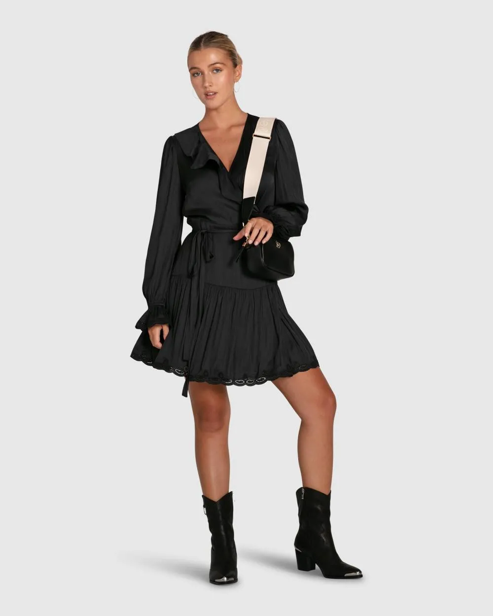 Wild Flower Embroidered Wrap Dress - Black sold by RW&CO. product image thumbnail 4