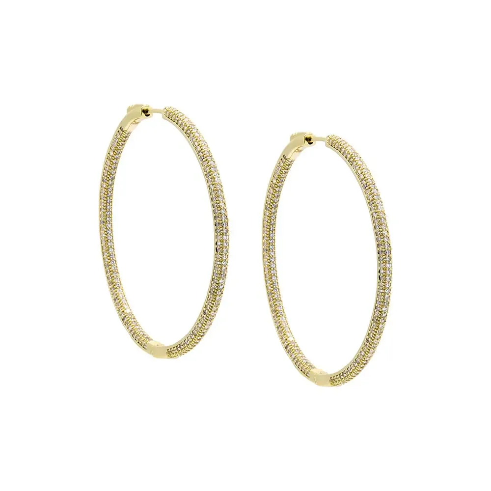 Large CZ Pave Open Hoop Earring sold by RW&CO. product image thumbnail 2