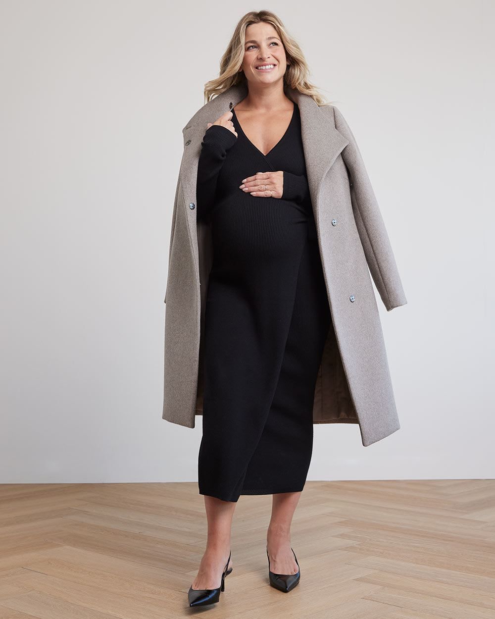 Wrap Ribbed Sweater Dress - Thyme Maternity sold by RW&CO. product image thumbnail 2