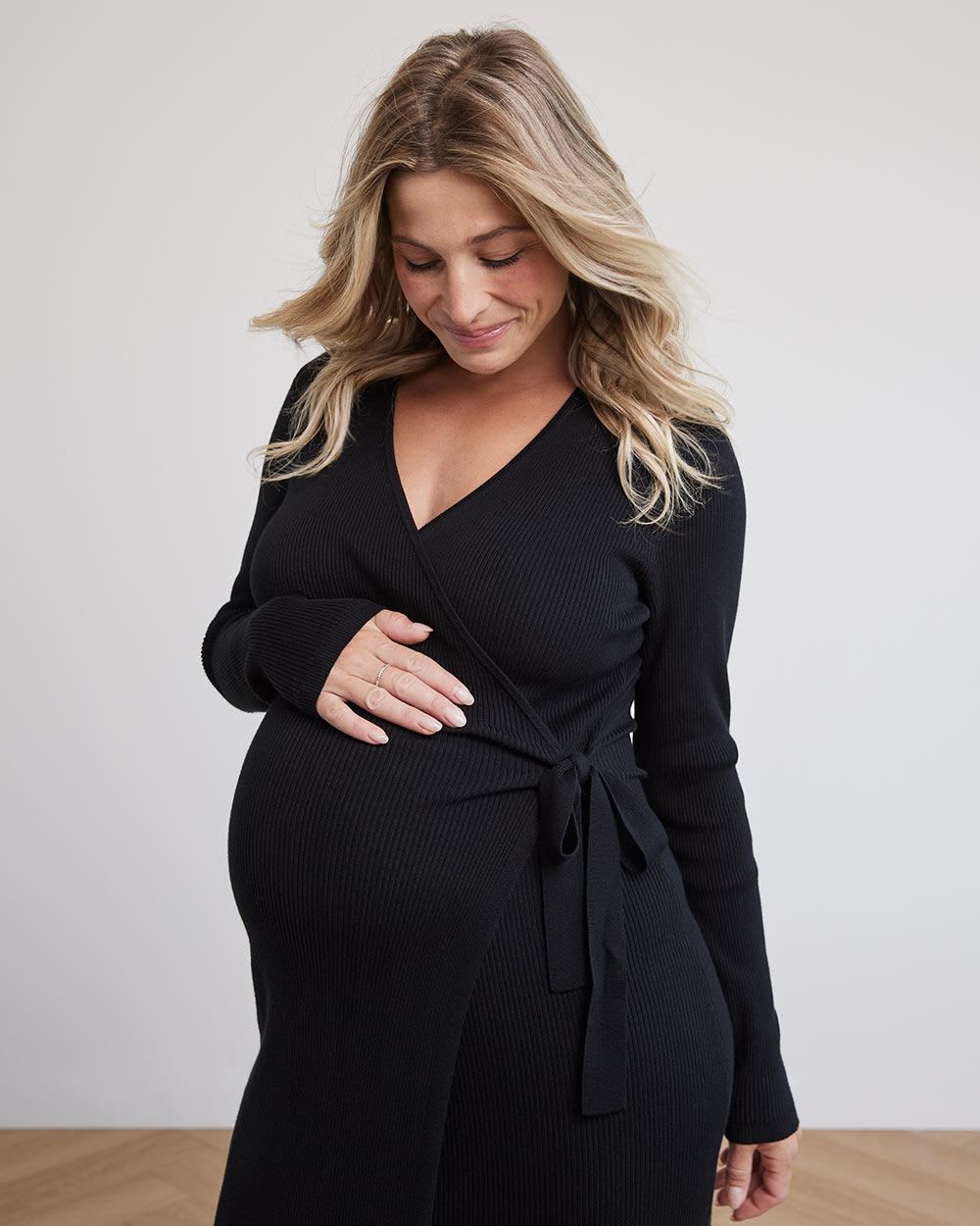 Wrap Ribbed Sweater Dress - Thyme Maternity sold by RW&CO. product image thumbnail 4