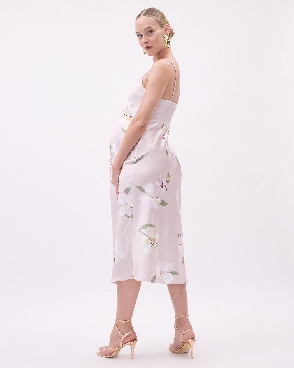 Sleeveless Satin Midi Dress with Floral Print - Thyme Maternity sold by RW&CO. product image thumbnail 2