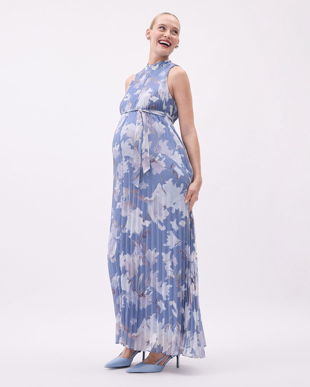 Sleeveless Maxi Cocktail Dress with Floral Print - Thyme Maternity sold by RW&CO. product image thumbnail 2