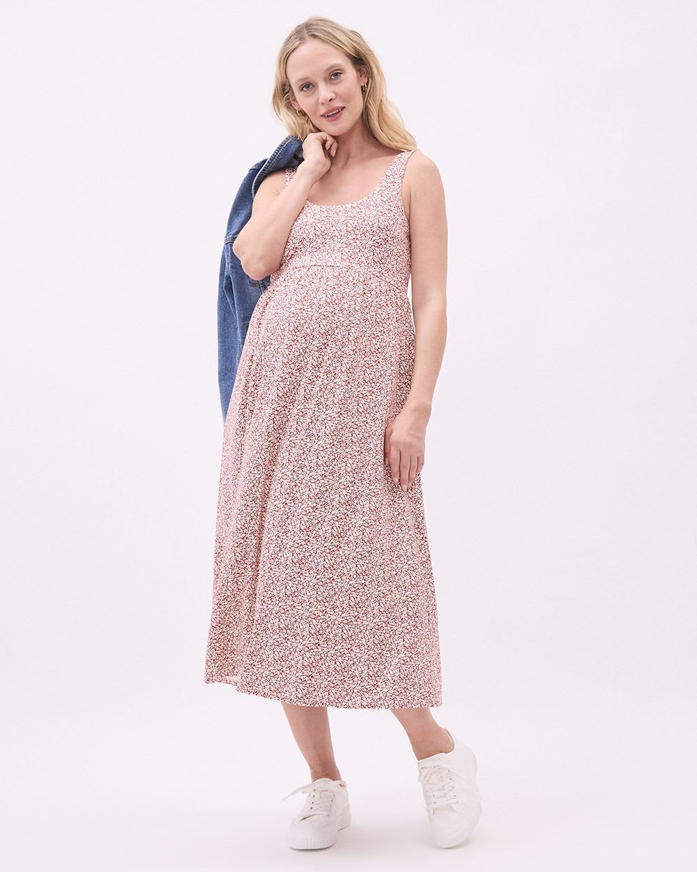 Fit and Flare Sleeveless Midi Dress with Pockets - Thyme Maternity sold by RW&CO. product image thumbnail 2