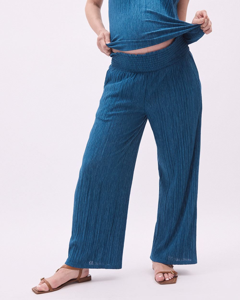 Wide-Leg Pleated Pants - Thyme Maternity sold by RW&CO. product image thumbnail 2
