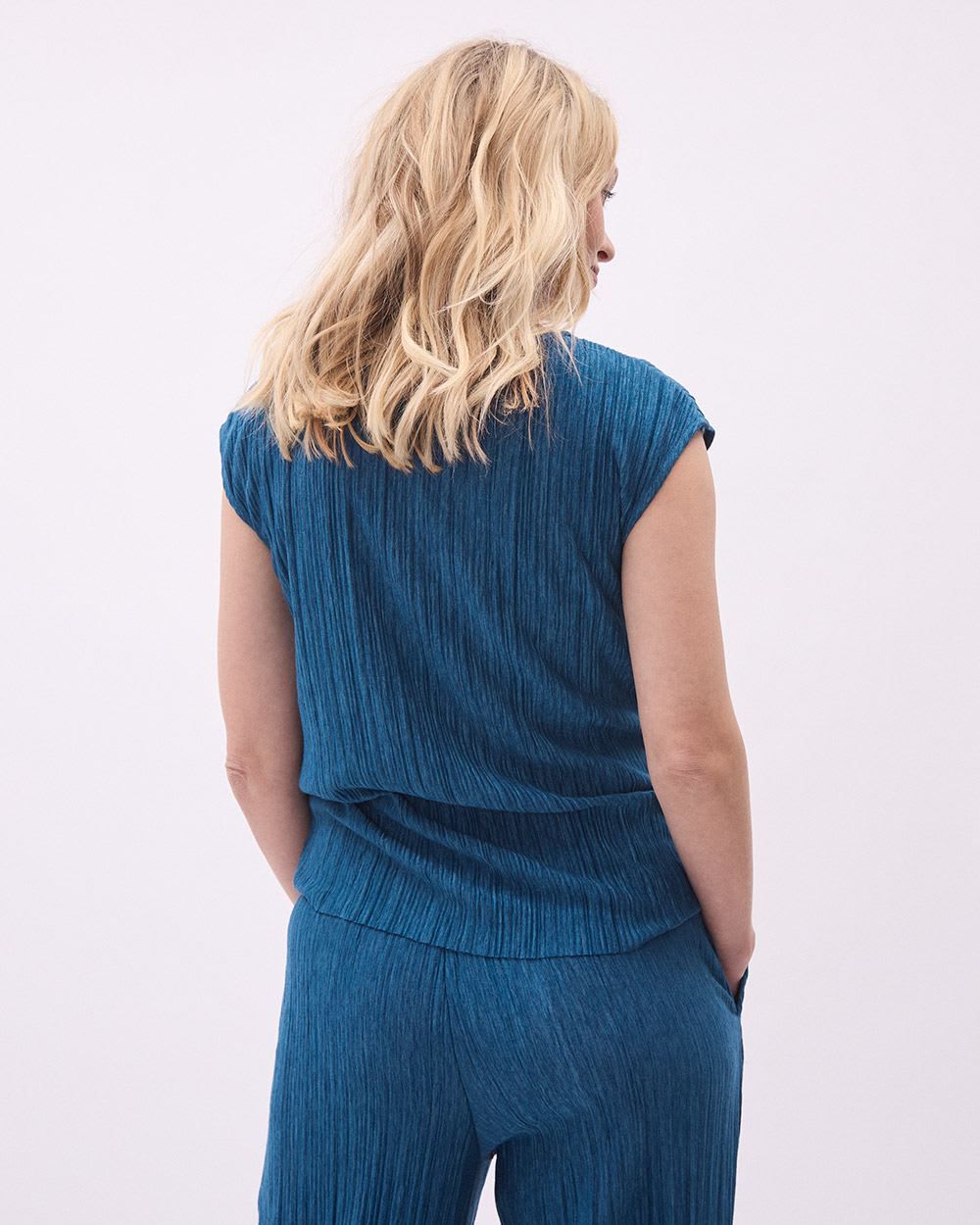 Short-Sleeve Boat-Neck Pleated Tee - Thyme Maternity sold by RW&CO. product image thumbnail 3