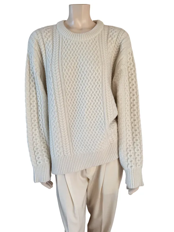 Cashmere Cable Knit Sweater in Ivory Size XL made by Ryan Roche