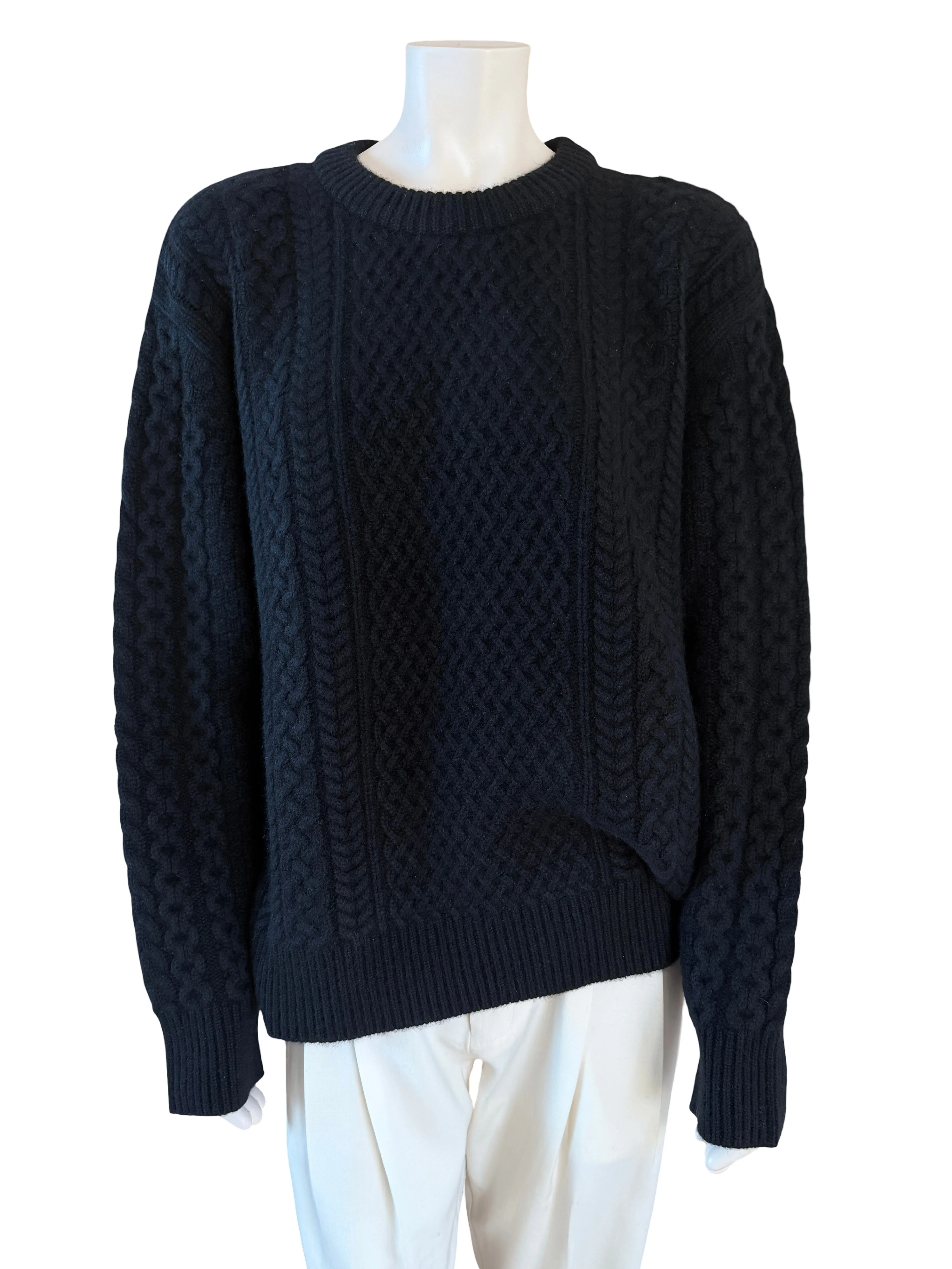 Cashmere Cable Knit Sweater in Black Size XL sold by Ryan Roche