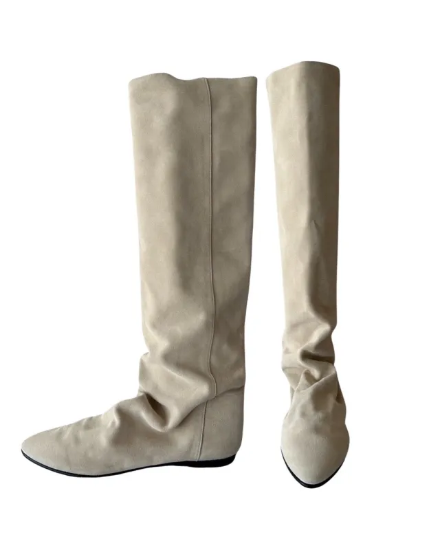 IVORY SUEDE BOOTS SIZE 39 and 41 sold by Ryan Roche