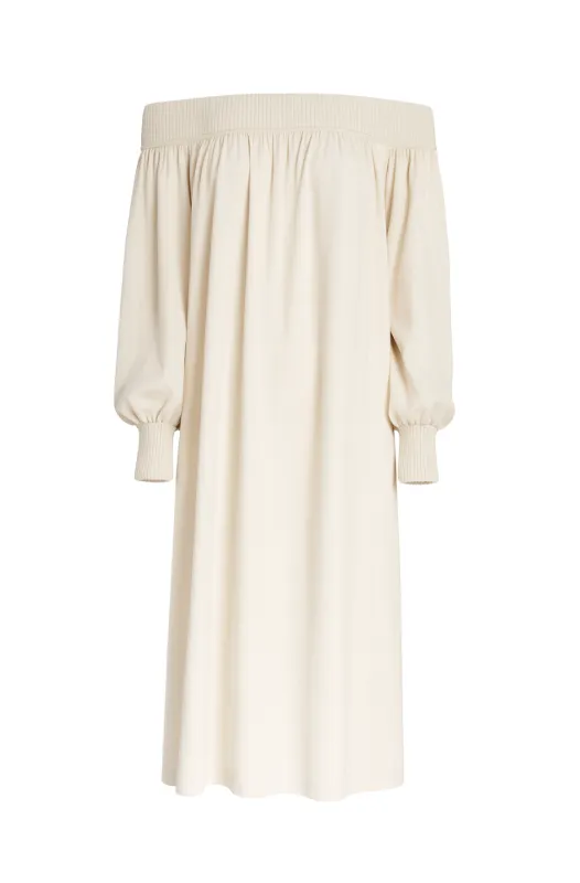Washed Silk Cashmere Rib Dress in Ivory made by Ryan Roche