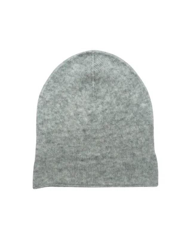 Cashmere and silk  jersey beanie in pale heather grey made by Ryan Roche